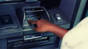Person using an ATM